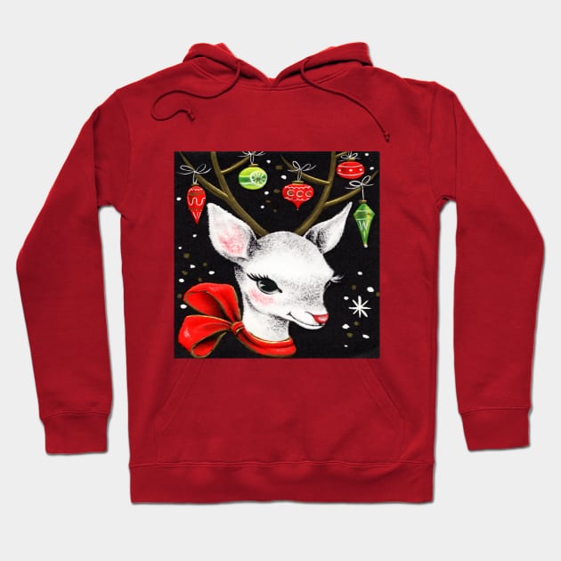 Vintage Christmas Reindeer Hoodie by tfortwo